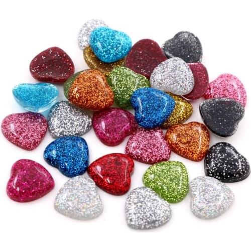 New Fashion 40pcs 12mm Heart Style Mix Colors Flat back Resin Cabochons Cameo For Bracelet Earrings accessories
