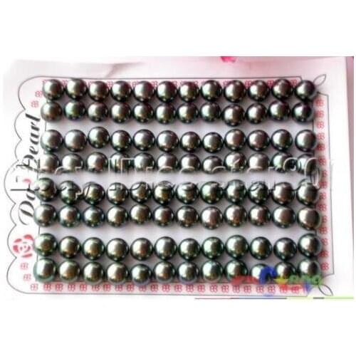 New Arrival Favorite Pearl Jewelry 48Pair 8mm Black Genuine Freshwater Pearls S925 Silver Stud Earrings Fine Lady Gift