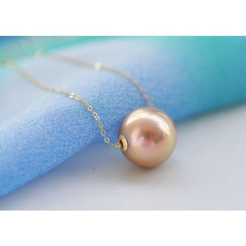 P7623 AAA 12.2mm Round Lavender Edison Pearl Pendant 14kt