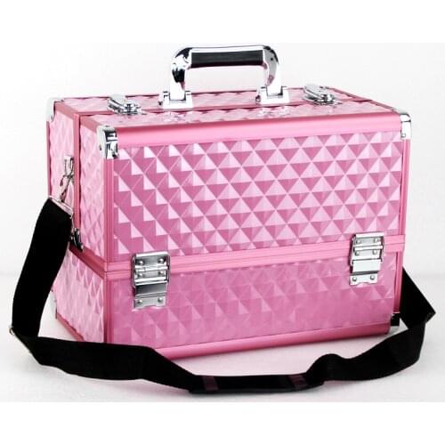 Portable shoulder strap portable cosmetic suitcase with makeup artist household multi-layer nail tattoo tool storage box