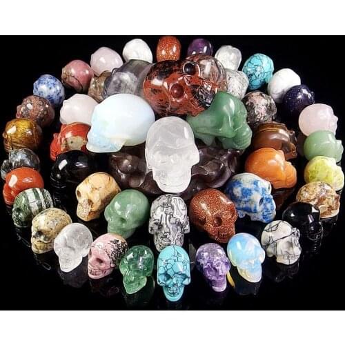 Natural Stone Crystal Skull Statue Carved Decoration Quartz Healing Reiki Gem Figurine Spiritual Energy Amethyst Gemstone Gift