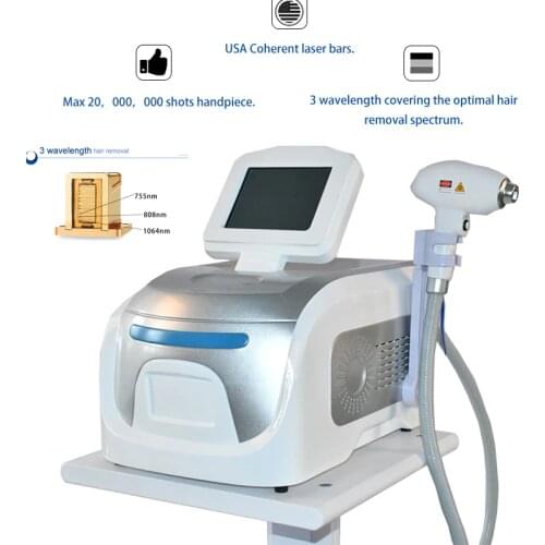 Professional Germany bars 3 wavelength 755 808 1064 diode laser/laser diodo 808/hair removal 755nm alexandrite laser