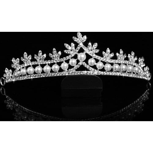 JaneVini 2020 Luxury Bridal Crystal Tiara Crown Baroque Pearl Bride Head Jewelry Rhinestone Crowns Prom Wedding Hair Accessories