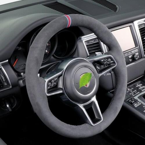 DIY Alcantara Hand Sewing Car Steering Wheel Cover For Porsche Panamera Cayenne Macan hight quality Grip Cover car accessories