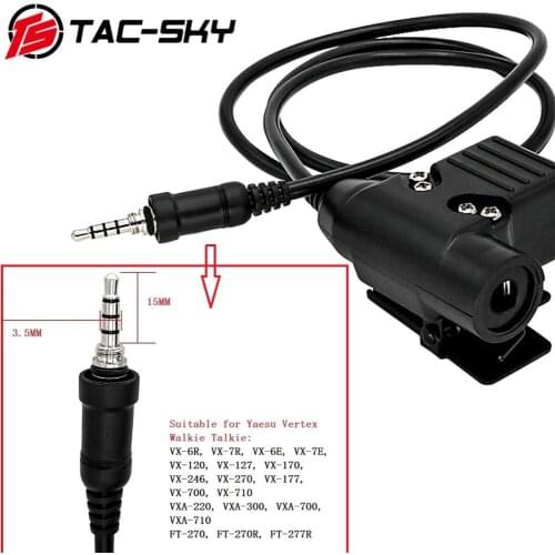 TAC-SKY PTT U94 Yaesu Vertex VX-6R VX-7R VX6R VX7R FT-270 walkie talkie Yaesu Vertex U94 PTT tactical headset military adapter