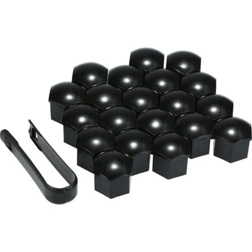Universal 20 Pcs 17mm/21mm Wheel Nut Covers Car Tire Accessories Plating Lug Nut Cap Screw Protector Black with Car Removal Tool