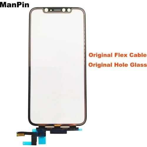 5Pcs Top Original Screen Glass With Touch Flex Cable For iPhone 11Pro Max 11 XS X XR LCD Display Front Panel Lens Repair Replace