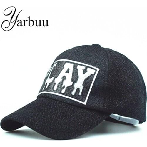 [YARBUU] Baseball Caps 2016 spring High Quality black cap hat for men and women snapback hats free shipping the letter PLAY cap