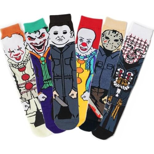 ZF2186 1pair Horror Killers Movie Characters Clown Personality Comfortable Unisex Socks Fashion Socks