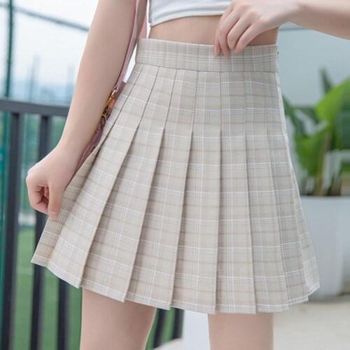 Japanese Preppy Style Women Mini Skirt Solid Color High Waist A Line Skirt Cute Lovely Lolita Pleated Skirt for Women Streetwear