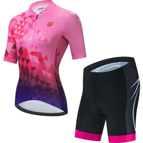 Women 100% Polyester Bicycle Clothes Summer Short Sleeve Bike Clothing Ropa Ciclismo Cycling Jersey Set Cycling Clothing 2021