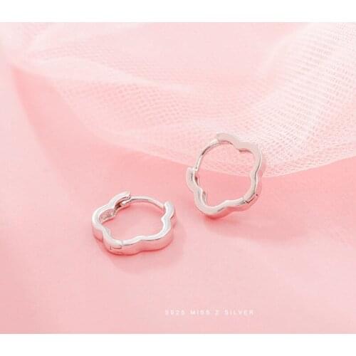 Trendy 925 Sterling Silver Sparkling Earrings Plum Blossom Stud Earring Cuff For Women Girl Gift Fine Jewelry ER012