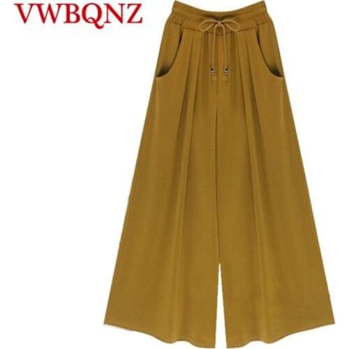2020 New Spring Summer Wide leg pants Womens Clothing Plus Size M-4XL 5XL 6XL Loose Elastic waist Casual Pants Fashion Trousers