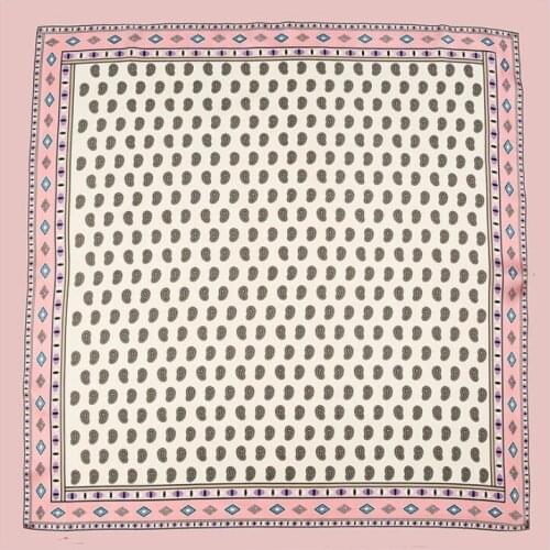 Girls Pink Paisley Square Silk Scarf 2020 New Neckwear Handkerchief 70x70cm Women Summer Floral Print Foulard Satin Scarf