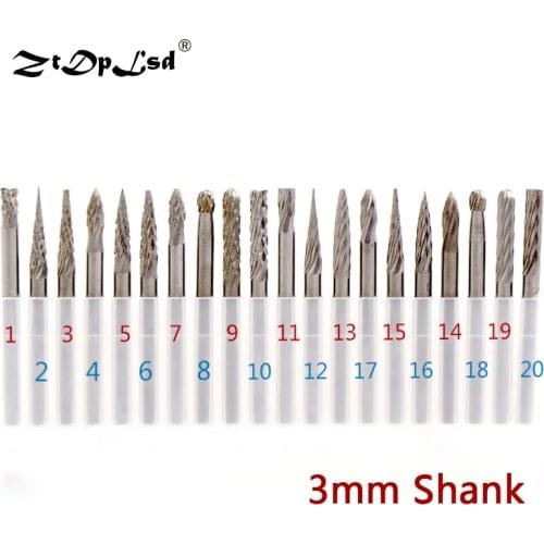1Pcs 3mm 1/8" Shank Tungsten Carbide Steel Grinding Head Burrs Mini Drill Bit Diamond Burs Milling Cutter Material Rotary Burr