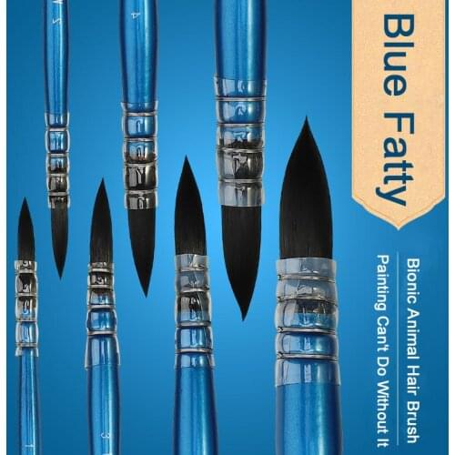 1pc Nylon Hair Round Watercolor Paint Brush Wood Handle Professional Bionic Animal Hair Pointed Painting Brushes Art Supplies