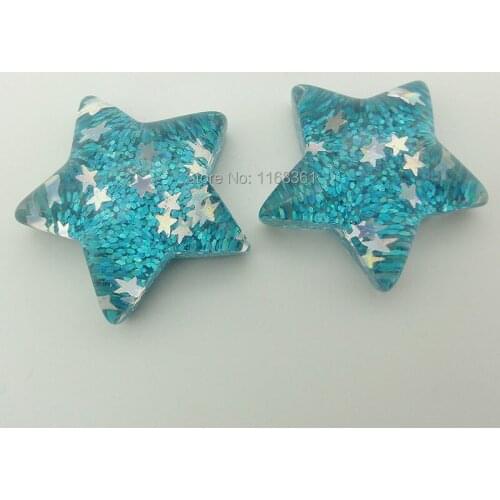 1pcs/lot resin flat back blue color pentagram star 33mm Scrapbook Embellishment DIY Phone Decoration C402-7