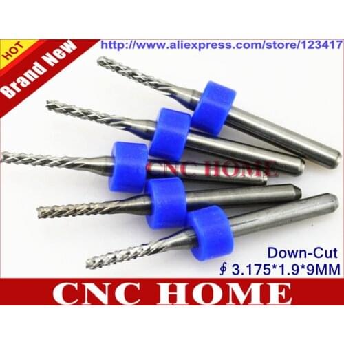 10PCS 3.175*1.9*9MM Down-Cut PCB End Milling Bits, Carbide Power Tools, Cutting Milling Drilling on Circuit Board Machine