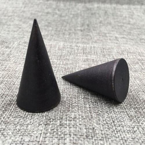 2pcs Vintage DIY Cone Unpainted Wood Cone Jewelry Craft Accessories Wood Finger Cone Ring Display Stand