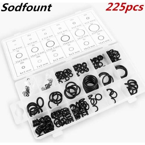 225PCS 270PCS 300PCS O Ring Rubber Washer Seals Assortment Black O-Ring Seals Set Nitrile Washers High Quality For Car Gasket