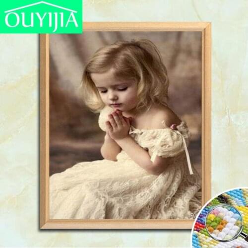 OUYIJIA 5D DIY Diamond Painting Full Square diamante Mosaic"little angel" Cross stitch kit Diamond Embroidery Home Decoration