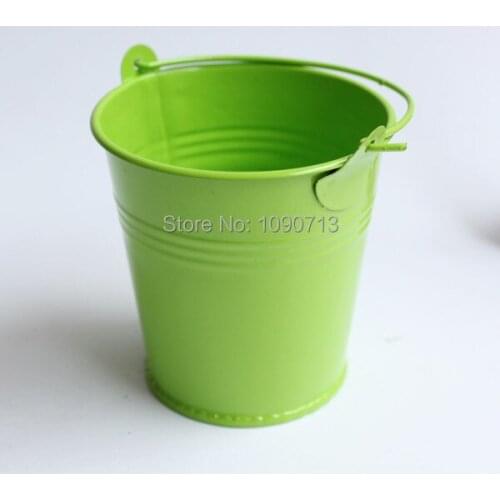 Free Shipping 20 X Green Mini Wedding Candy Bucke Party Deco Pails Metal Buckets Wedding Candy Box
