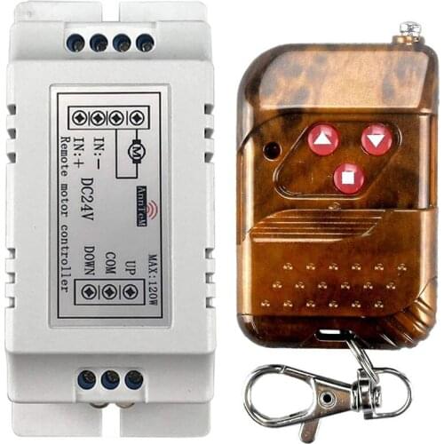 Wireless remote control switch 433mhz rf transmitter receiver 18v to 24v motor Forward + Reverse Stop steering Controller module