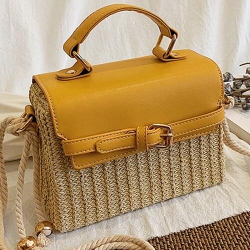 Bohemian Straw Bags for Women Beach Handbags Summer Vintage Rattan Bag Kintted Woven Crossbody Shoulder Purse