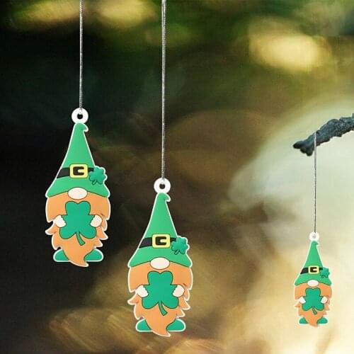 St Patrick‘s Day Gnome Ornament Key Chain Wall Pendant Green Spring Irish Gnome Elf Shamrock Home Holiday Decoration Ornaments