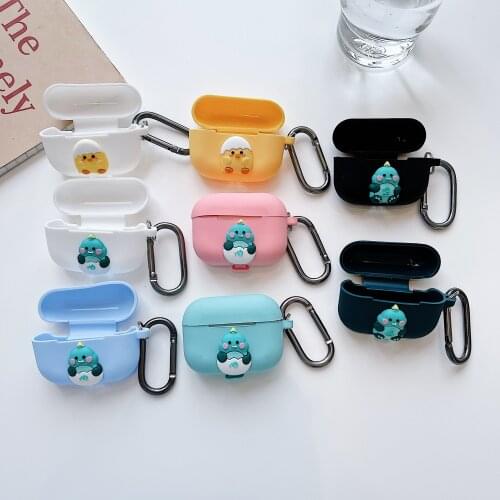AirPods cartoon stereo doll earphone cover 1 2 case Airpods pro cute dinosaur yellow duck silicone earphone protective cover