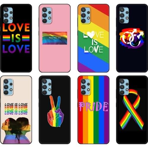 Black tpu Case For Samsung galaxy A12 A22 A32 A42 A52 A72 4g 5g S21 PLUS ultra back cover Lesbian LGBT Rainbow Flag Pride Art