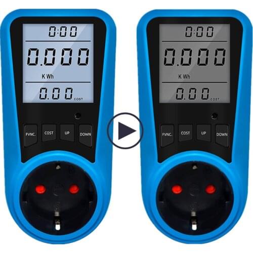 Digital Current Meter Voltmeter AC Power Meter Time Watt Power Energy Tester Wattmeter AC 230V 50Hz with Backlight 40% off