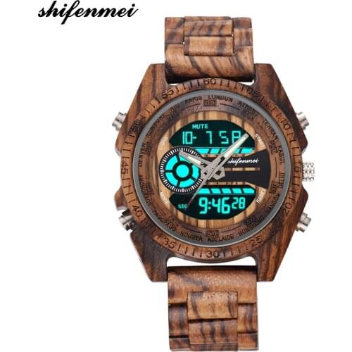 Digital Wood Watch Men Military Sport Wristwatch Mens Quartz Watches Top Brand Luxury Wooden Watch Male Relogio Masculino