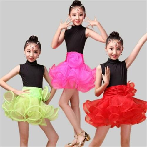 Children Latin dance skirt practice clothes new childrens dance clothing summer sleeveless girls competition stage costumes
