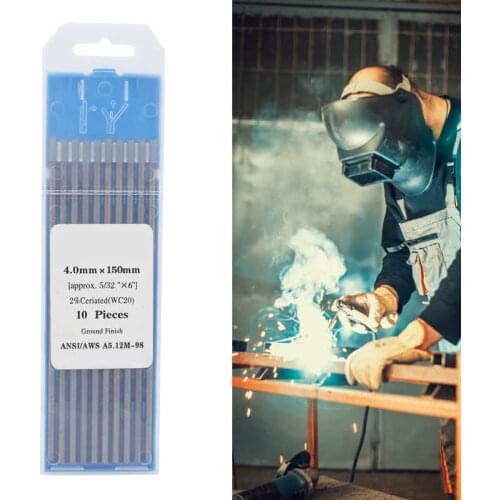 10Pcs Rod Tungsten Electrode Arc Needle 4mm WC20 Thin Aluminum Steel Gray Welding Accenssories