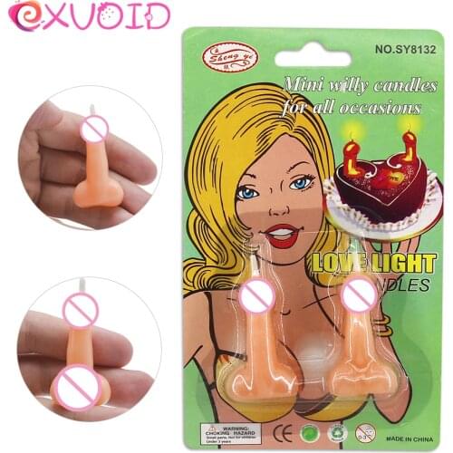 EXVOID Cock Dick Penis Candle Hen Party Accessories Gift Sex Toys for Couples Flirting Sex Shop Mini Willy Candles 1 Pair