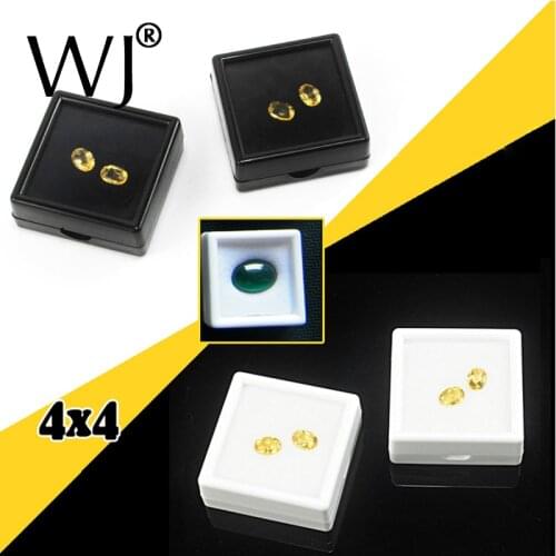 Hot Sale 24pcs/lot 4cm x 4cm Jewelry Diamond Display Box Square Plastic Diamond Case Stone Box Gem Storage Box Black and White