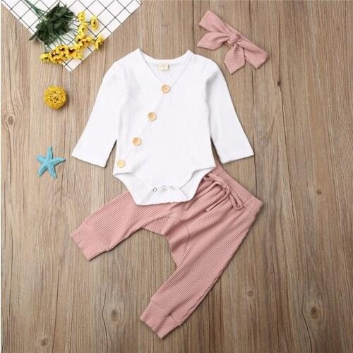 3pieces Newborn Set Spring Autumn Long Sleeve Baby Girls Bodysuits Set Red Long Pants Girls Hairbands Outfits Baby Clothes Suits