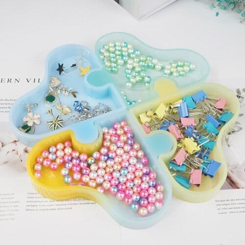 Storage Box DIY Crystal Epoxy Mold Creative Irregular Love Platter Box For Storing Earrings Accessories Small Clip 17*12.5*3cm
