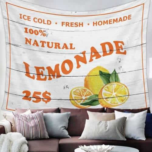 Summer Lemon Wood Grain Tapestry Bedroom Home Decoration Wall Blanket Tapestry Bedroom Wall Hanging Yoga Mat