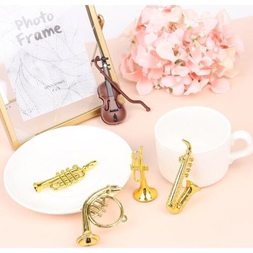 5Pcs/Set Miniature Musical Instrument Model for 1/12 Dollhouse Action Figures Display Living Room Office Decor Great Kids Gift