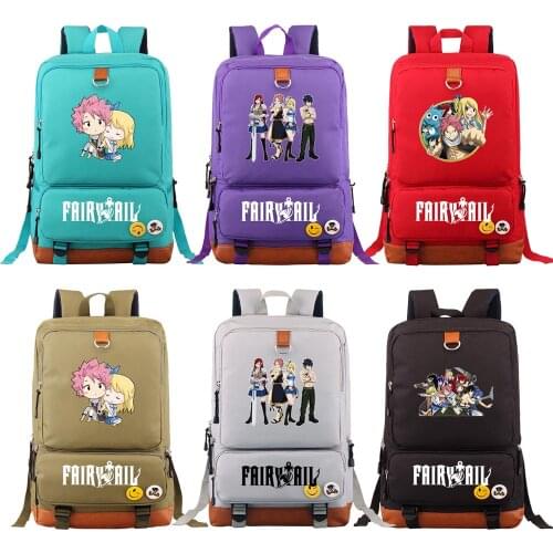 Multicolor Anime Cartoon Fairy Tail Boy Girl Book School bag Women Bagpack Teenagers Schoolbags Men Student Patchwork Backpack