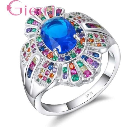 Fashion Roamtic Colorful Candy Sweet Shape Rings For Women Luxulry Clear Shining Quality CZ 925 Sterling Silver Rings