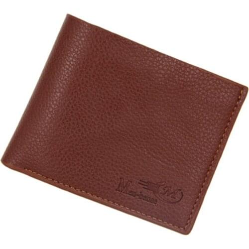 Mens Wallet Short Paragraph Casual Fashion Simple Slim Wallet Youth Men Lychee Pattern Pu Leather Wallet Coin Purse Card Holder