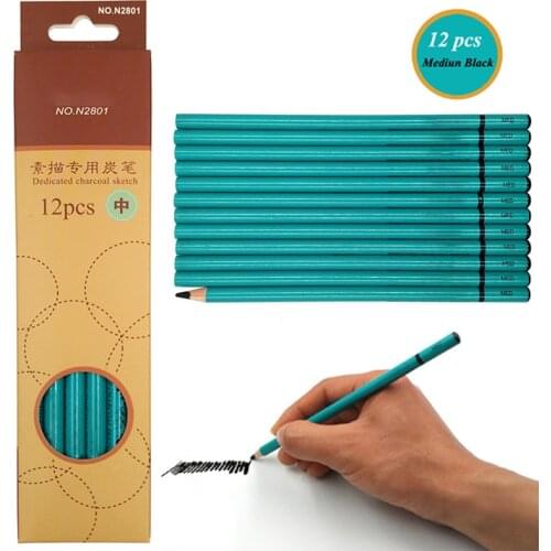 12PCS Charcoal Sketch Pencils Graphite Sketching Pencils Set Art Manual Standard Drawing Pen School Painting Sationery Supplies