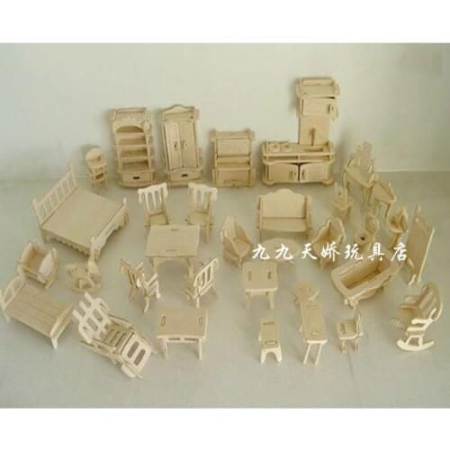 DIY dollhouse sets Educational Pretend Play Furniture toys Mini 3D Stereo puzzle house doll Household special gifts for children