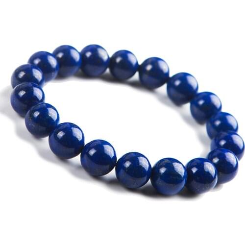 100% Natural Lapis Lazuli Gemstone Round Beads Bracelet 12mm Stretch Woman Prayer Beads Femme Crystal AAAAA