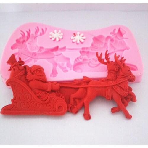 New Deer sleigh ride cake molds soap chocolate mould for the kitchen baking FM038