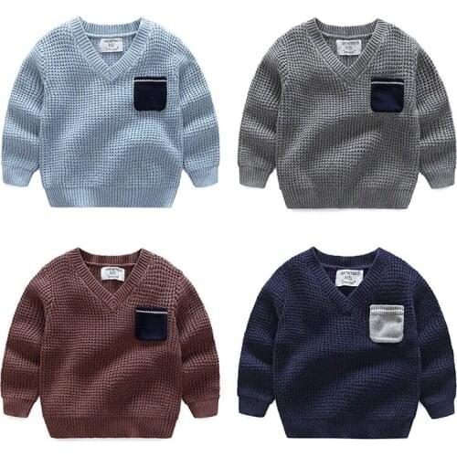 New Baby Boy Sweaters Winter 2017 Cotton Kids Shoulder Buckle Pullover Knitted Clothes for Boy Rabbit Sweater