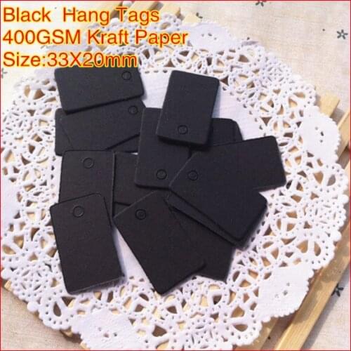 Wholesale 500PCS 33X20mm Black Kraft Paper Hang Tags,Bookmark Garment Price Labels, logo Trademark manufacture / Clothing tag